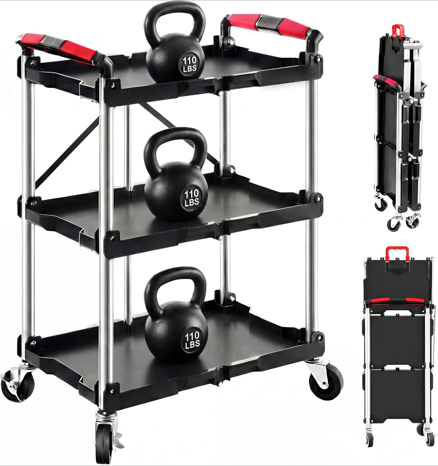 Workshop Tools Trolley - عربة خدمة قابلة للطي بثلاثة أرفف